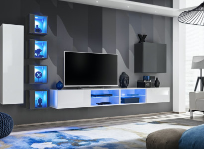 Wall unit White Designer wall cabinet Furniture Living room furniture Furnishings Complete